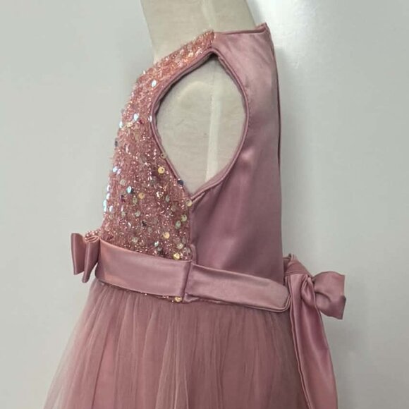 Girls Blush Pink Sequin Tulle Dress Party Holiday Formal NWOT - Picture 4 of 7